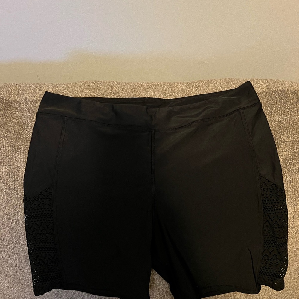 Women’s Black with Lace Sides Swim Shorts